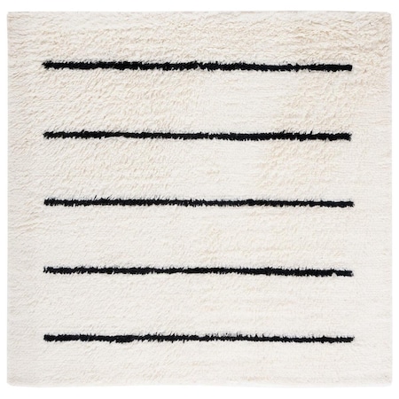 Safavieh 7 x 7 ft. Kenya Hand Knotted Square Area Rug Ivory & Black KNY750Z-7SQ